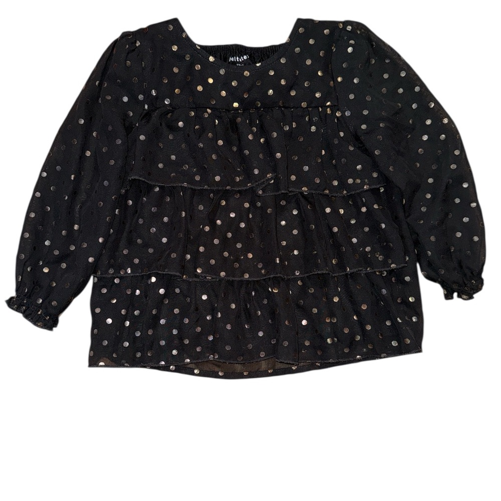 Cat & Jack Black and Gold Polka Dot Kids Blouse